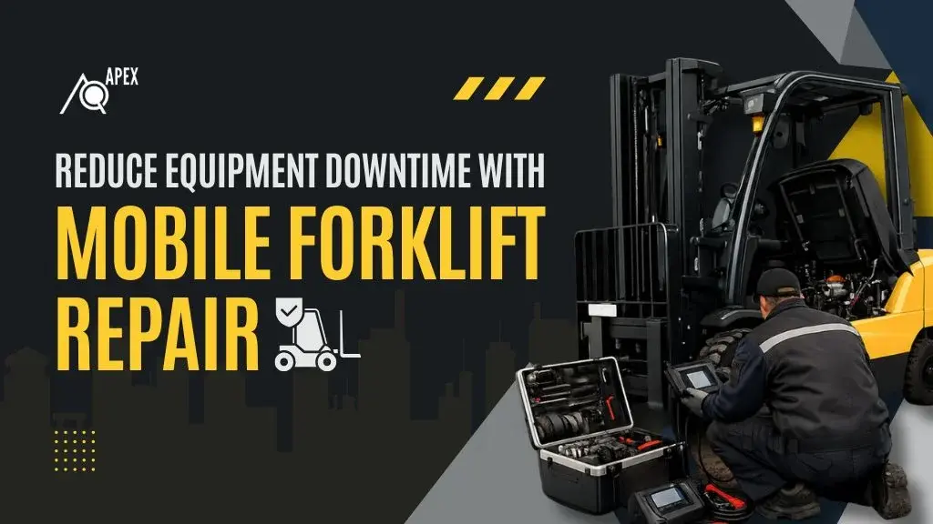 Mobile forklift repair technician servicing industrial equipment